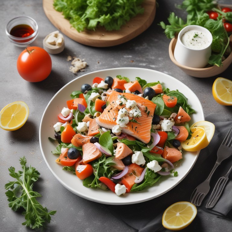 Салат с лососем и фетой