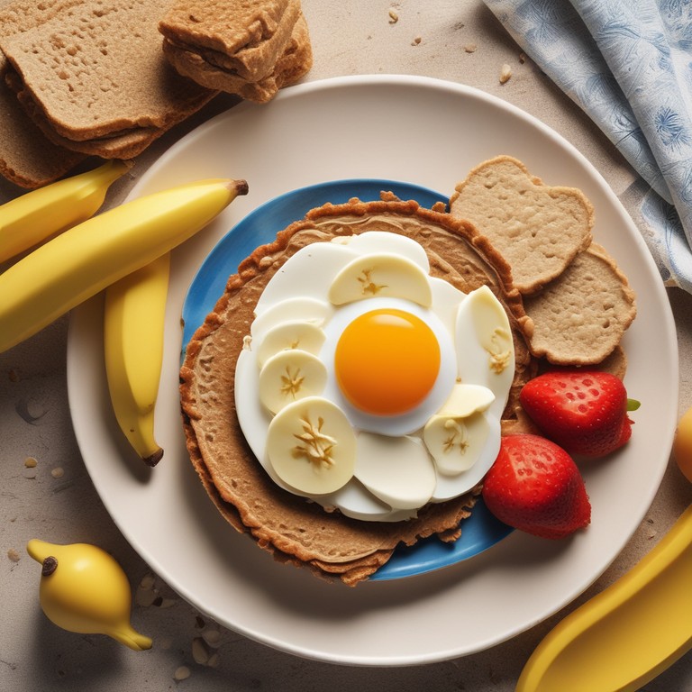 Завтрак с хлебцами, арахисовым кремом, бананом и клубникой