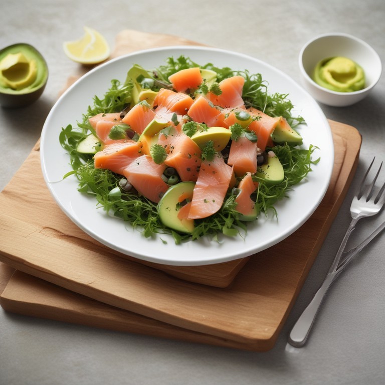 Geräucherter Lachs und Avocado-Salat