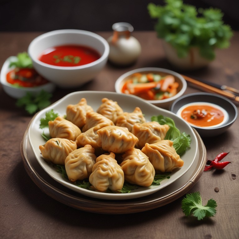 Delicious Chicken Momos with Spicy Dipping Sauce
