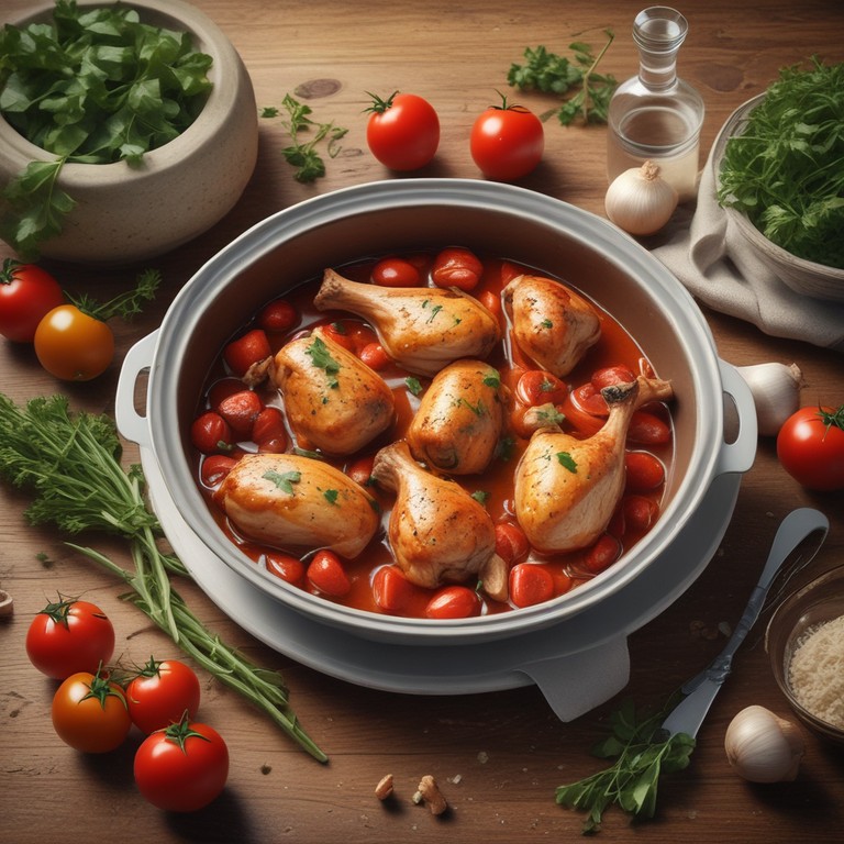 Poulet à la Tomate Pelée à l'Ail