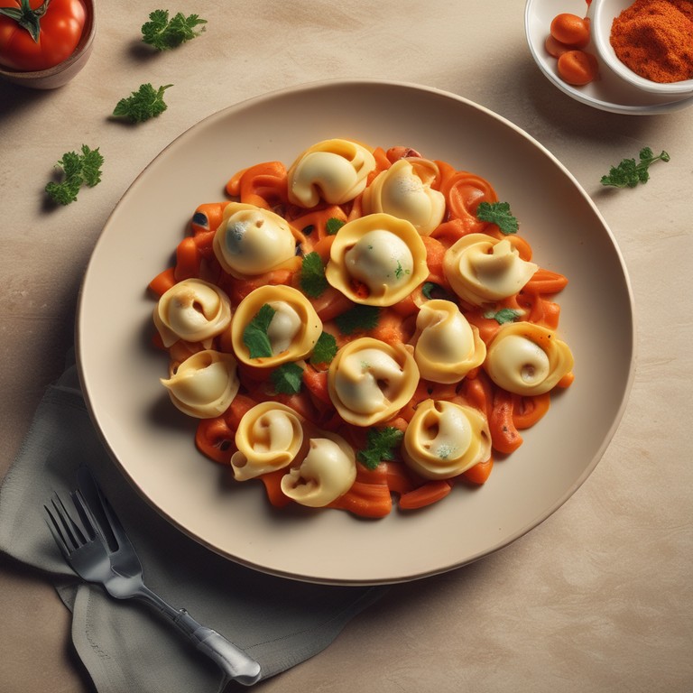 Gefüllte Tortellini mit Paprika und Karotten