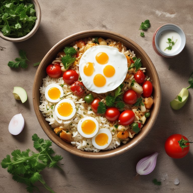 Spicy Egg and Vegetable Rice Bowl