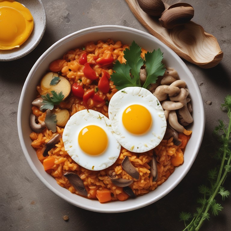 Lentil and Mushroom Rice Bowl with Tomato Sauce