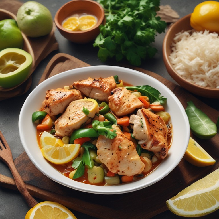 Frango com Cebola, Pimentão Verde e Limão