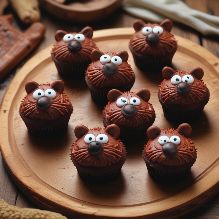 Chocolate Hazelnut Cupcakes with a Beaver Design