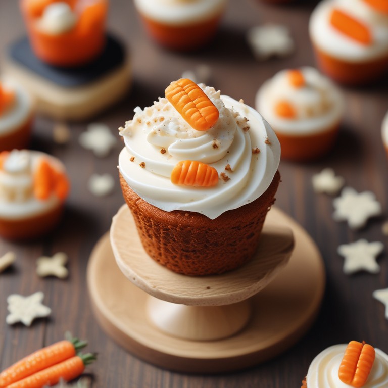 Carrot Cupcakes with Carrot Decoration and Crushed Cookies