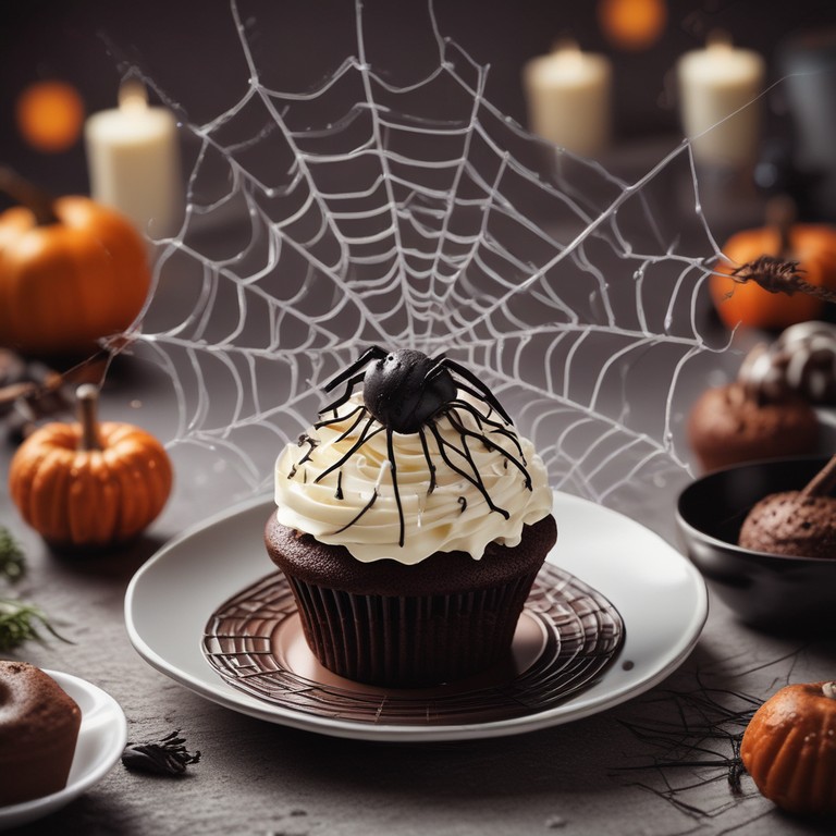 Chocolate Cupcakes with White Chocolate Spiderweb Frosting