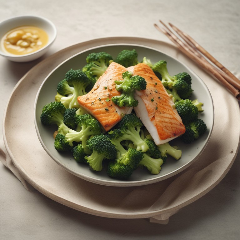 Asiatisches Fischgericht mit Brokkoli