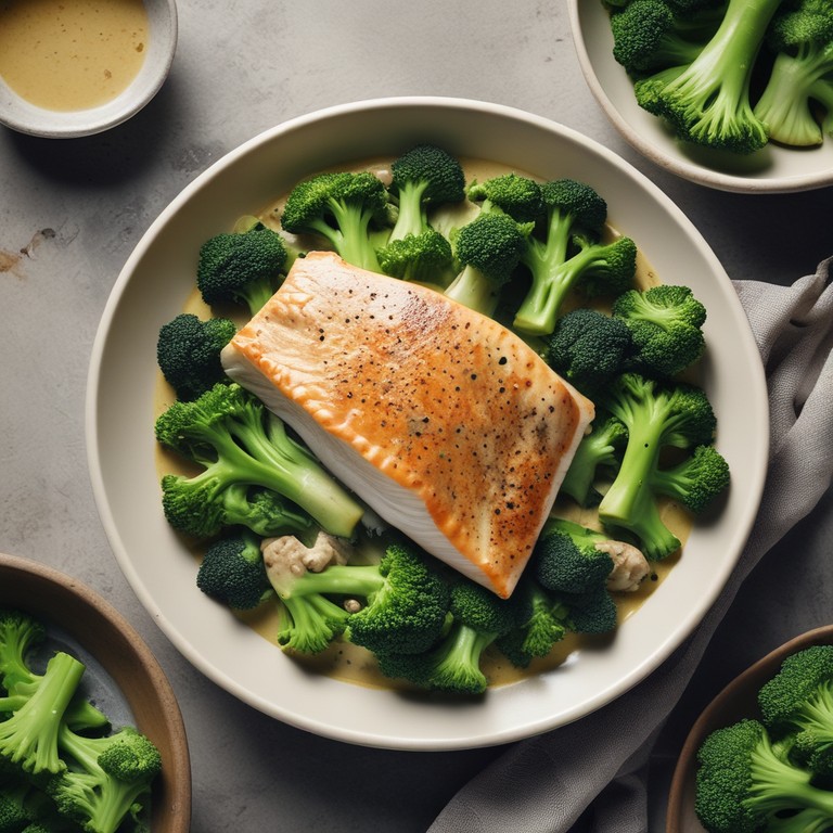 Asiatisches Fischgericht mit Brokkoli