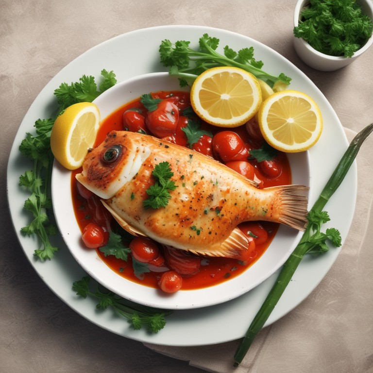 Gebratener Fisch mit Tomatensauce
