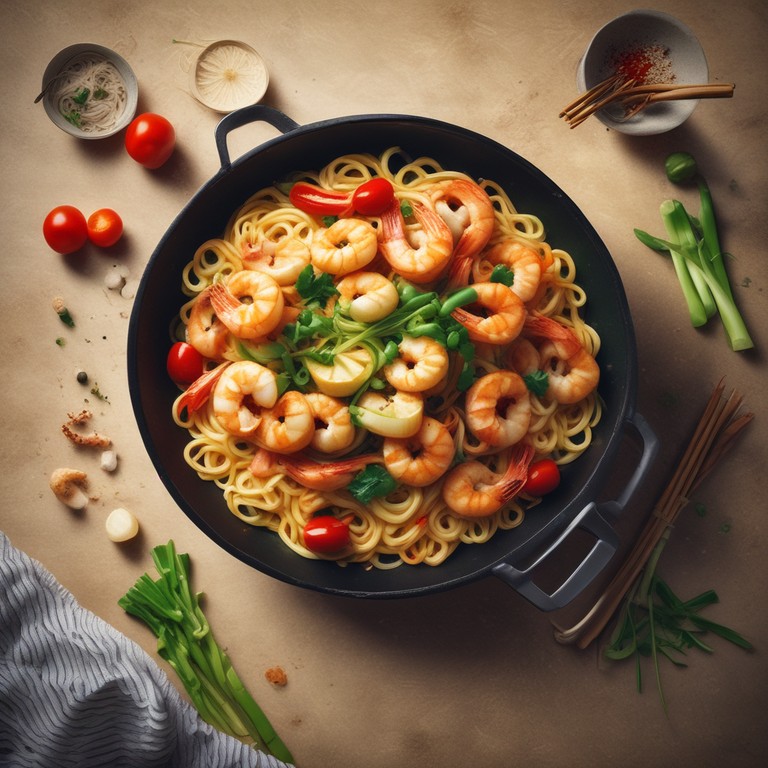 Gebratene Scampis mit Nudeln und Gemüse - Mr. Cook