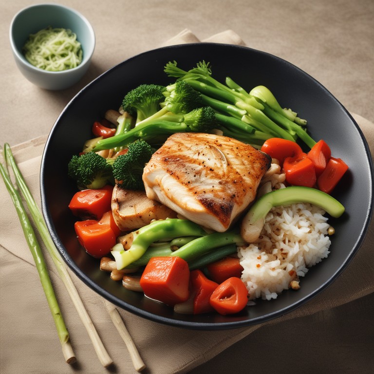 Asiatisches Gemüse mit Gebratenem Fisch