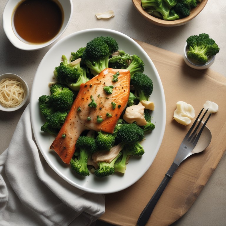 Asiatisches Fisch-Brokkoli-Gericht