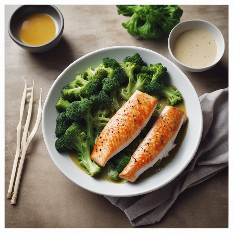 Asiatisches Fisch-Brokkoli-Gericht