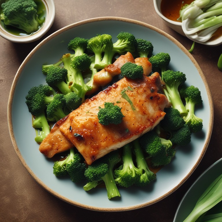 Asiatischer Gebratener Fisch mit Brokkoli