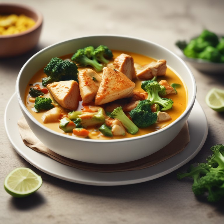 Asiatisches Fischcurry mit Brokkoli