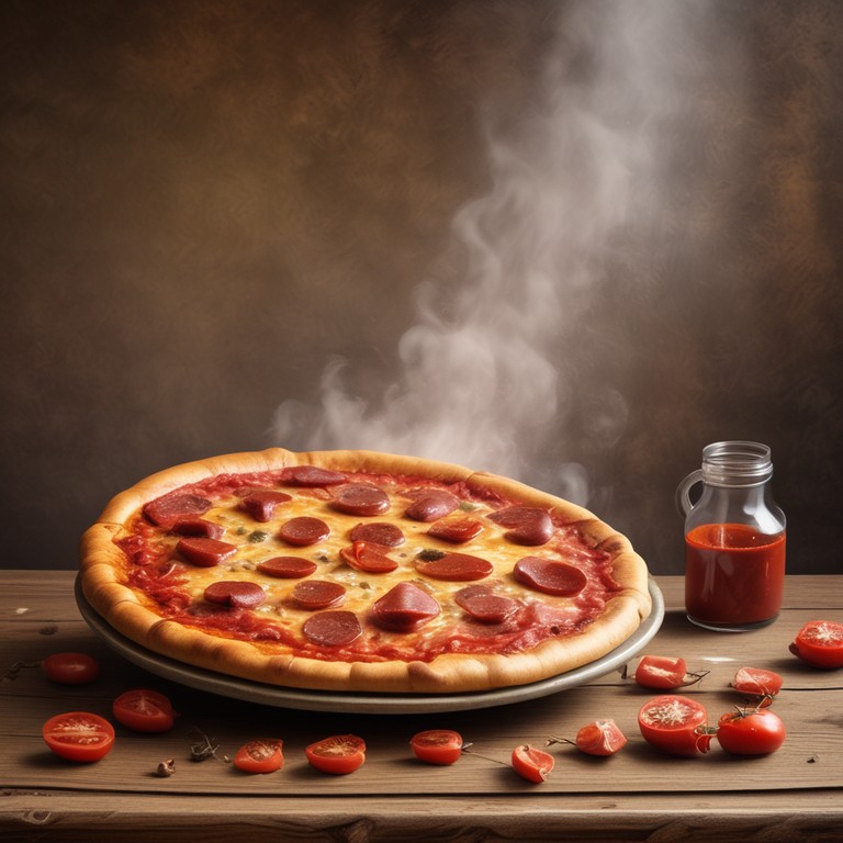 Spicy Pepperoni Pizza on a Rustic Wooden Table