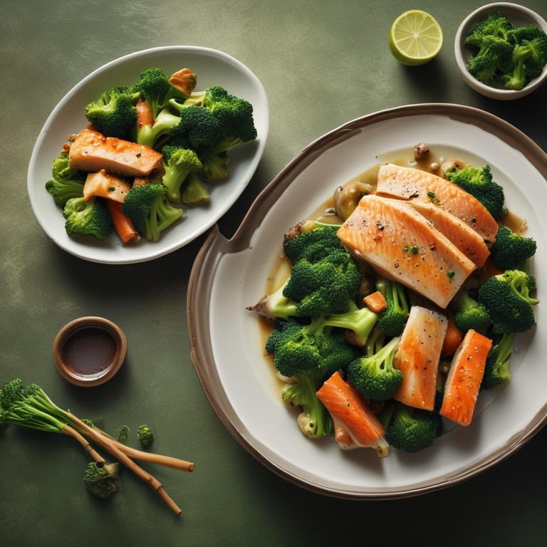 Asiatisches Fisch-Brokkoli-Gericht