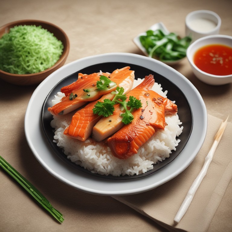 Asiatisches Fischgericht mit Reis