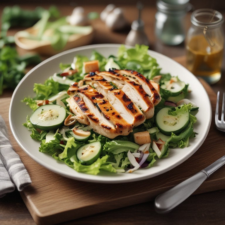 Grilled Chicken Salad with Garlic Dressing