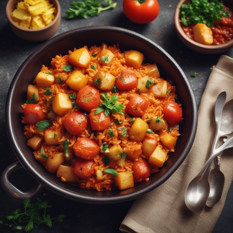 Spicy Tomato Rice with Potatoes