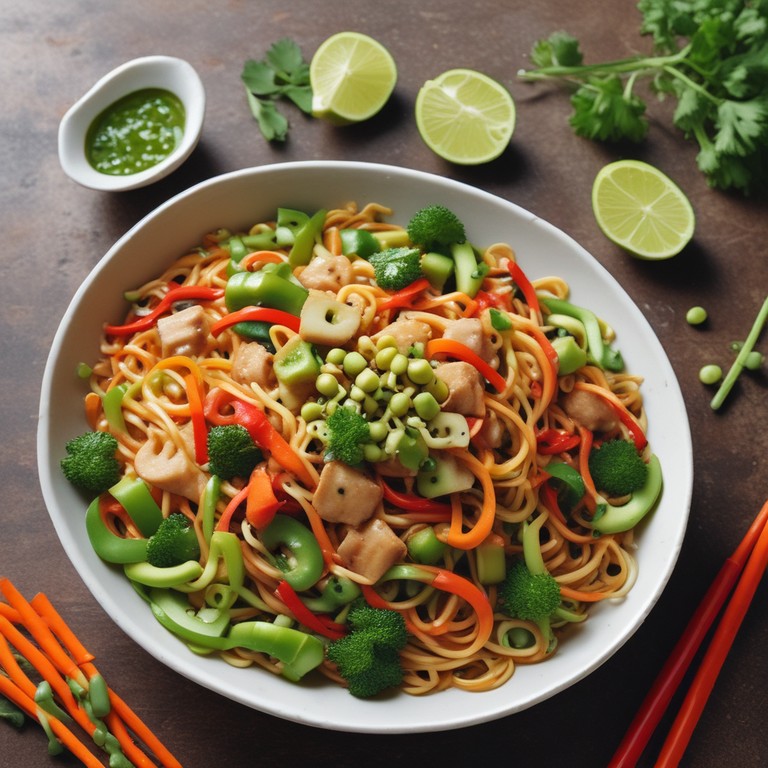 Vegetarische Asiatische Nudelpfanne