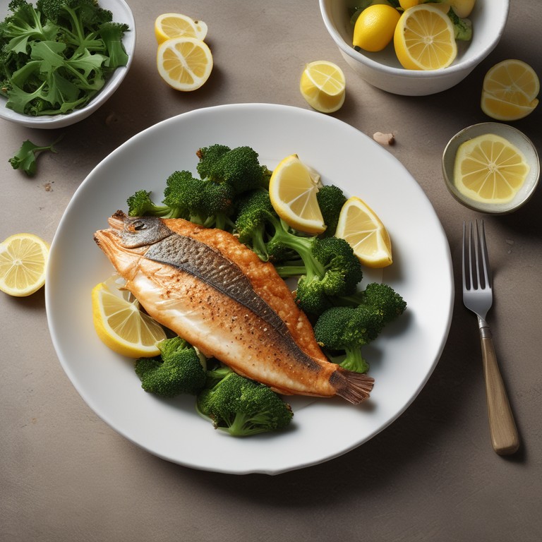 Gebratener Fisch mit Brokkoli