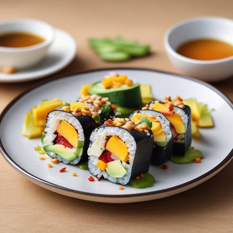 Asiatische Früchte-Sushi-Rollen