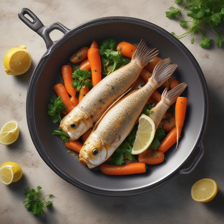 Gebratener Fisch mit Karotten