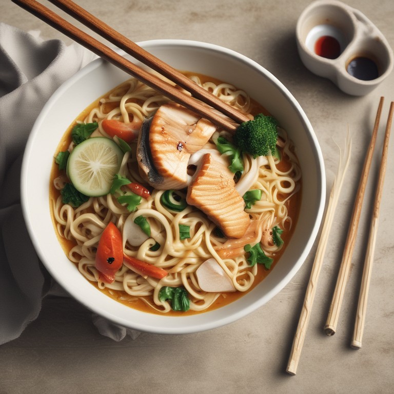 Asiatische Nudeln mit Fisch