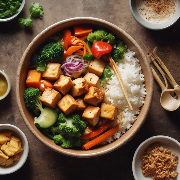 Knusprige Tofu-Bowl mit Ingwer-Soße