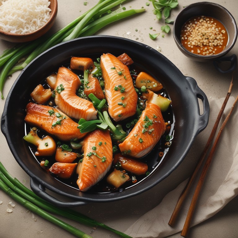 Asiatischer Fisch mit Ingwer und Sojasauce