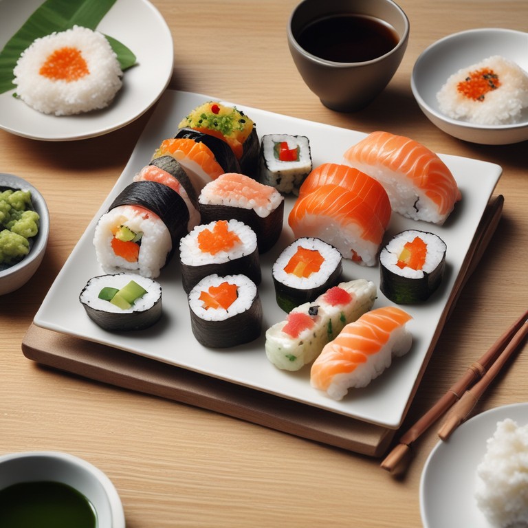 Perfektes Sushi mit frischem Fisch und Reis