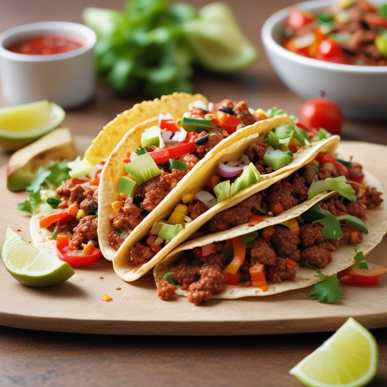 Knusprige Tacos mit würzigem Hackfleisch und frischem Gemüse