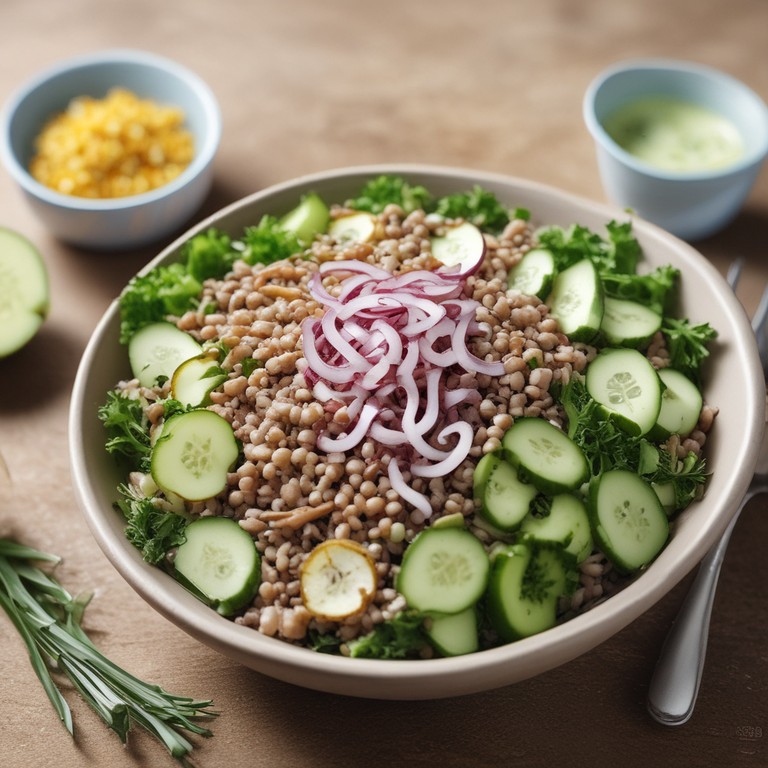 Buckwheat Salad with Potato and Onion