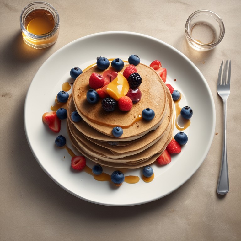 Buckwheat Pancakes with Honey and Berries