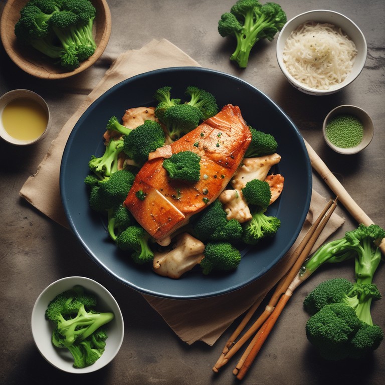 Asiatisches Fisch-Brokkoli-Gericht