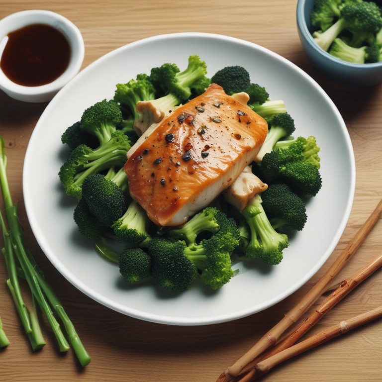 Asiatisches Fisch- und Brokkoli-Gericht
