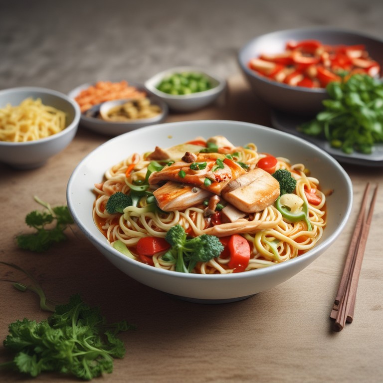 Asiatisches Fisch-Nudel-Gericht