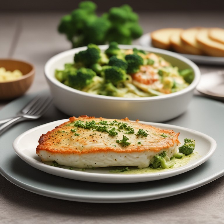 Gebackener Fisch mit Brokkoli-Sahnegratin