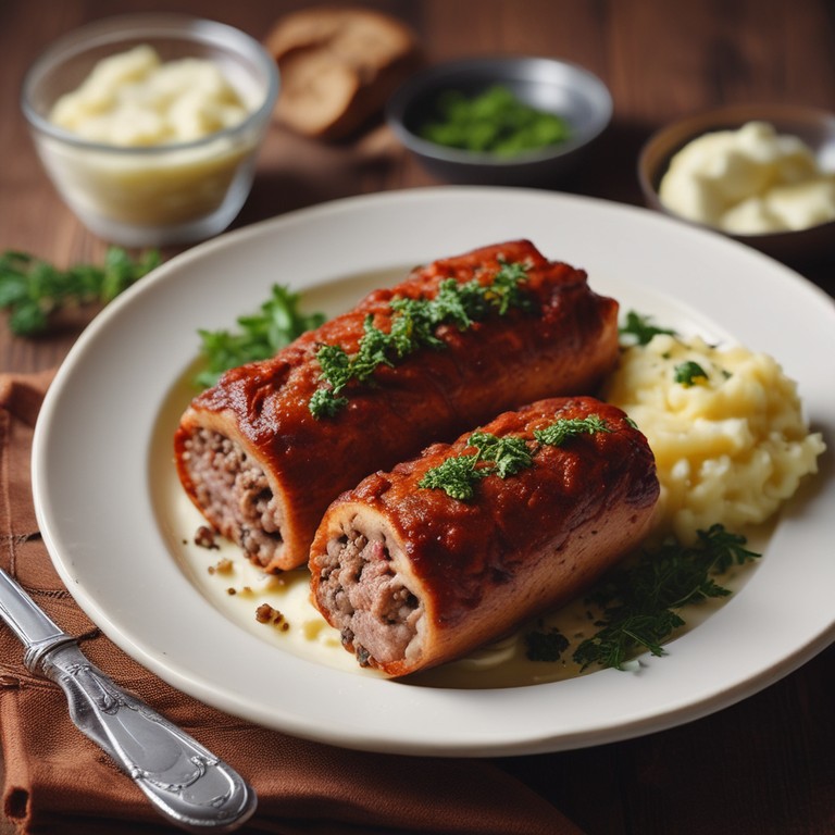 Kohlrouladen mit Hackfleisch-Linsen-Füllung und Kartoffelpüree mit Geriebenem Käse und Schmalz