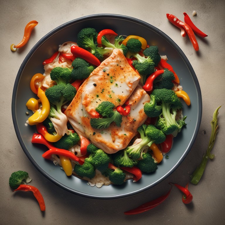 Asiatisches Fisch-Brokkoli-Gericht