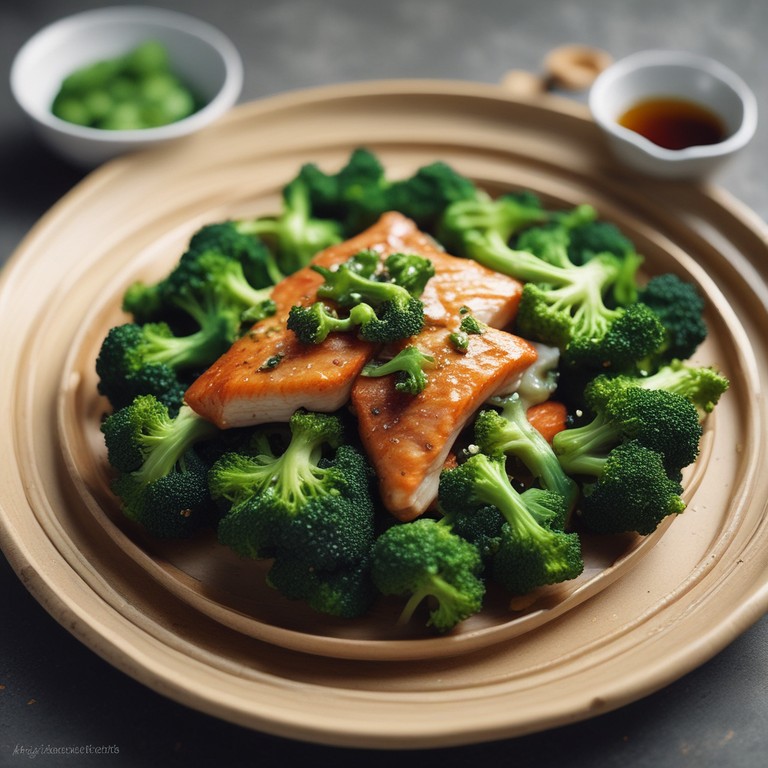 Asiatisches Fisch-Brokkoli-Gericht