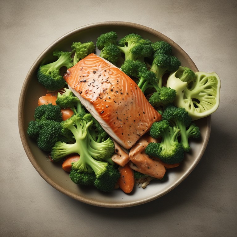 Asiatisches Lachs-Brokkoli-Gericht