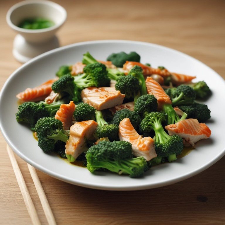 Asiatisches Brokkoli-Gericht mit Innovativer Fischzubereitung