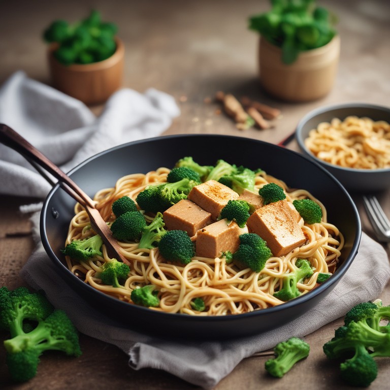 Asiatische Tofu-Nudeln mit Brokkoli