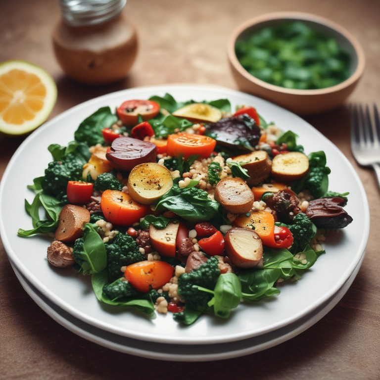 Salade d'Épinards et de Quinoa aux Légumes Grillés