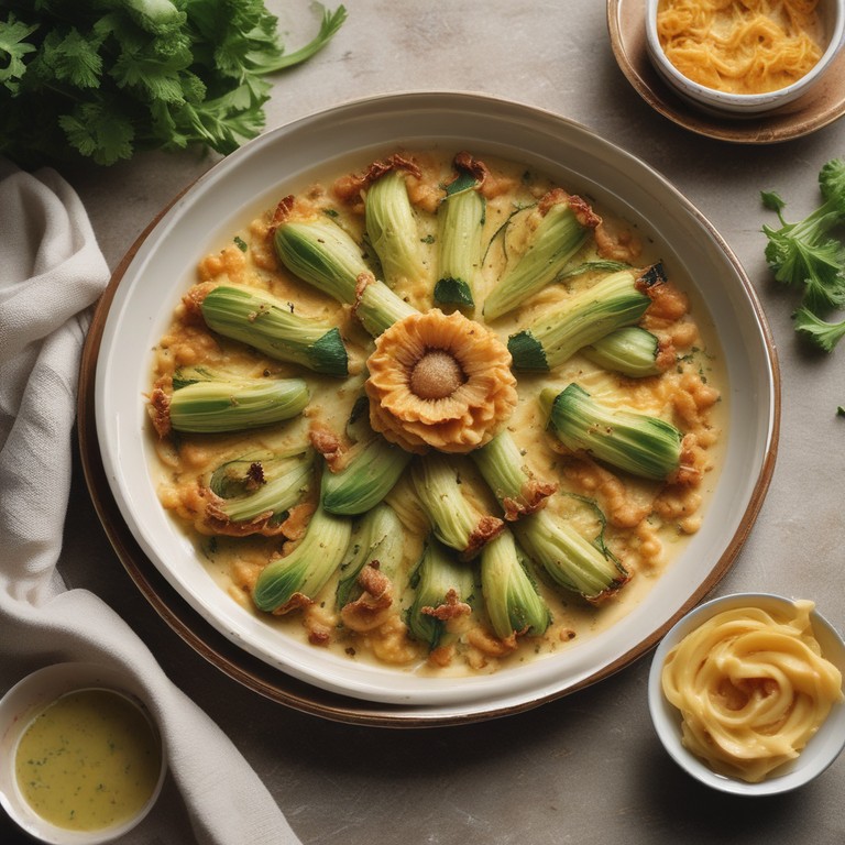 Fleur de courgettes à la sauce carbonara au Thermomix