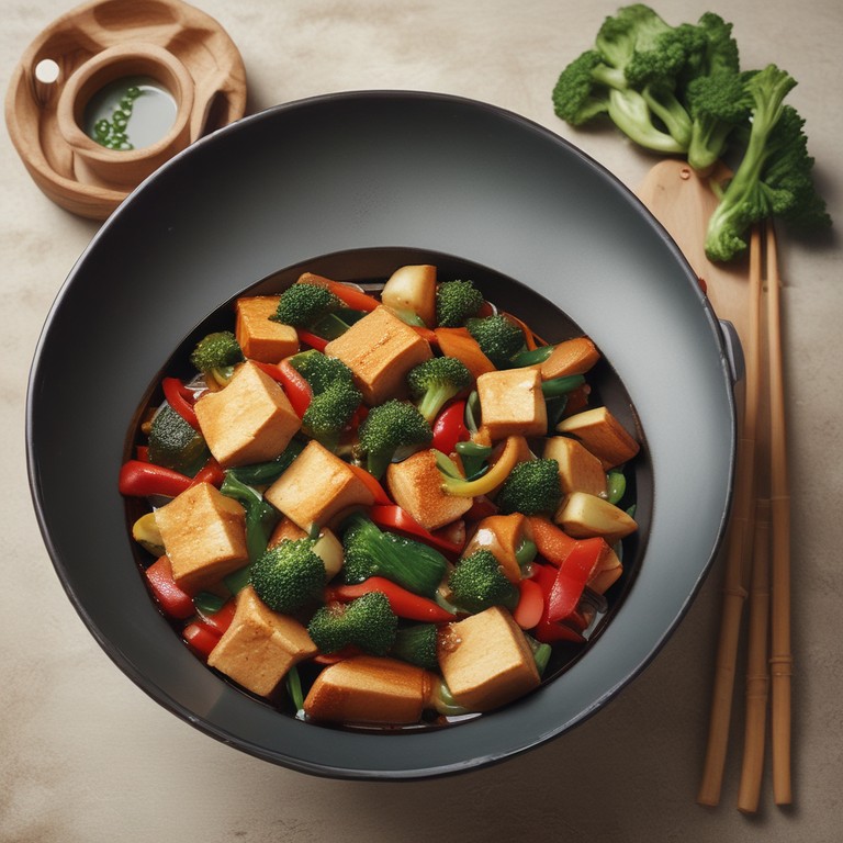 Asiatisches Gemüsepfanne mit Tofu